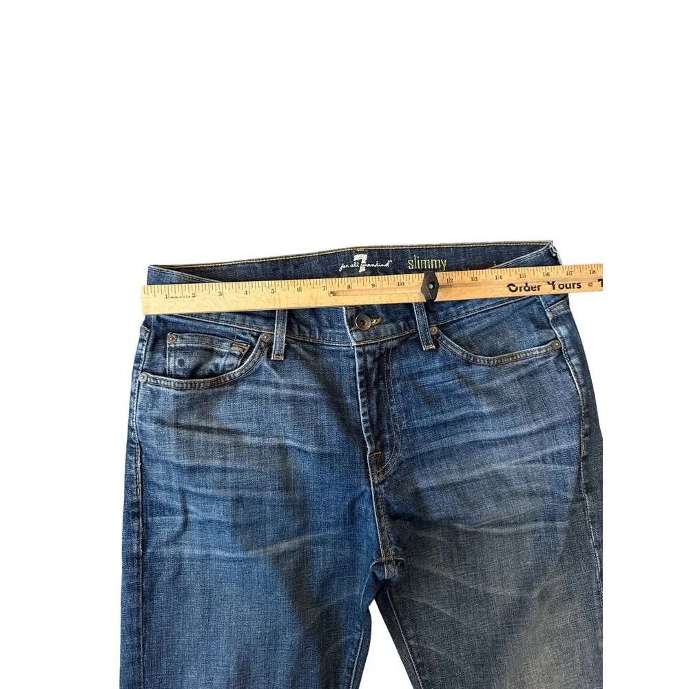 7 For All Mankind Slimmy Slim Fit Jeans Mens 34 Medium Wash‎ Blue Denim